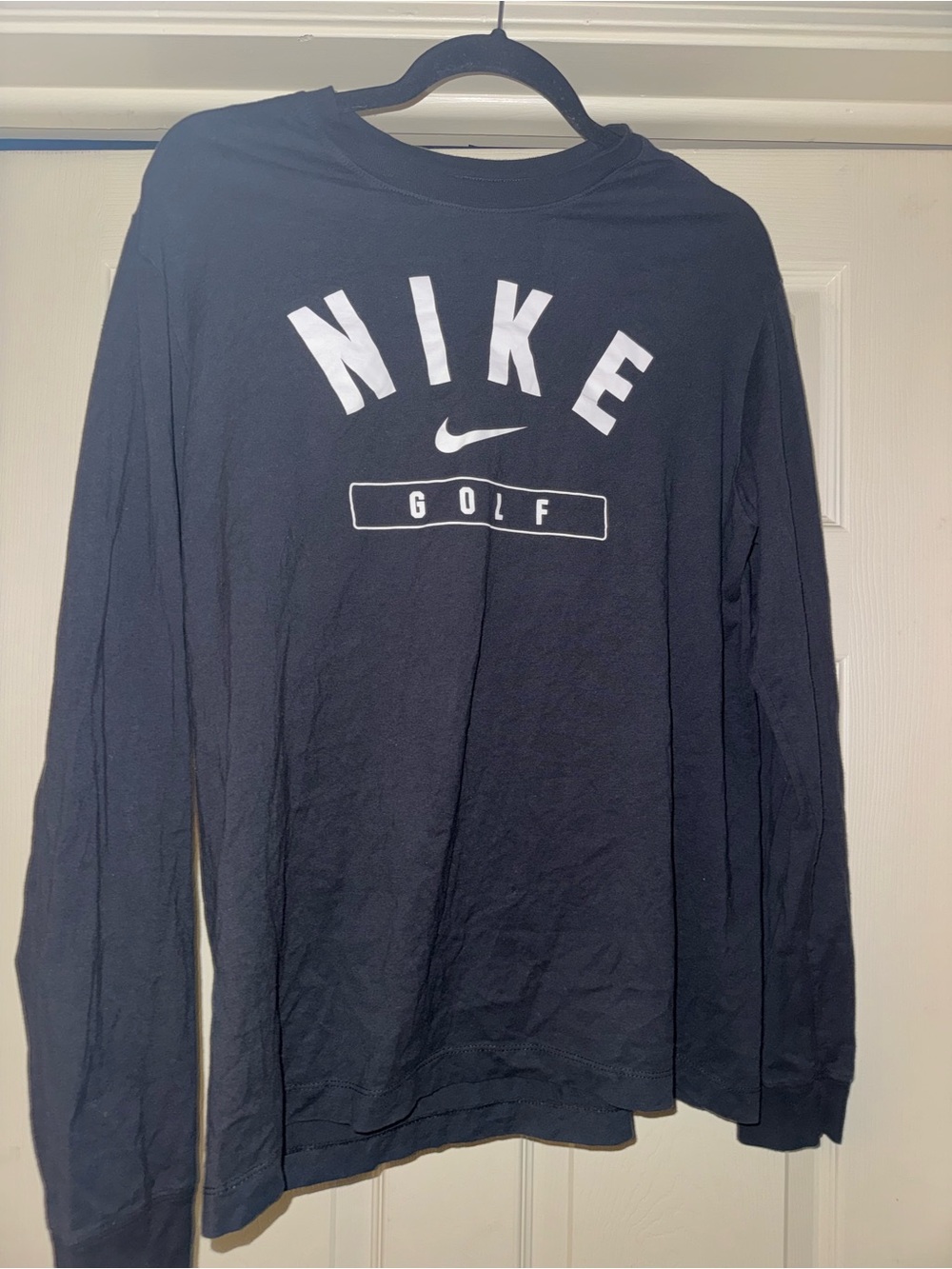 Nike Men’s Long-Sleeve Golf Tee in Black with White Logo